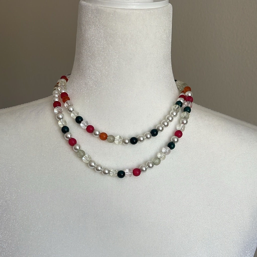 Nwt Open Edit Multicolor Beaded Necklace